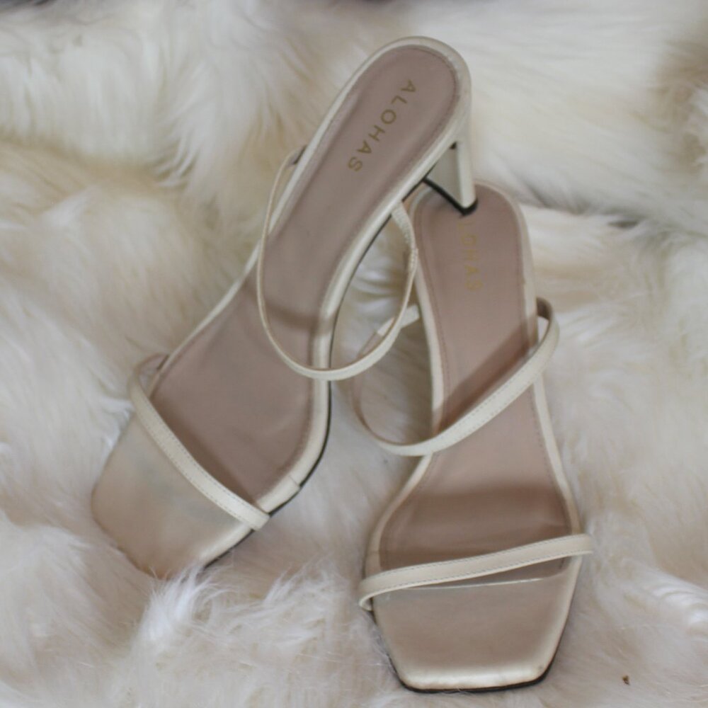 Alohas Cannes Heeled Sandals Sandals  square toe two straps size 9 - Picture 3 of 9